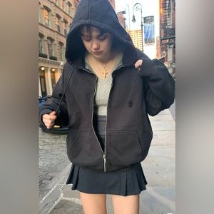Brandy Melville, size XL ,black ,Christy zip up, hoodie